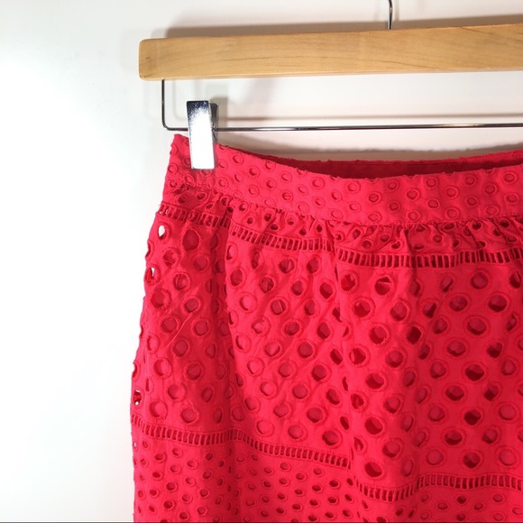 Loft Petites Eyelet Lace skirt 0 petites Red/Pink - Picture 6 of 7